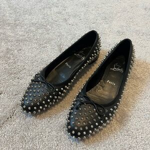 Christian Louboutin Black Studded Flats